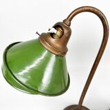 Pair of Unique 1920's Enamel & Cast Iron Desk Lamps, Czechoslovakia