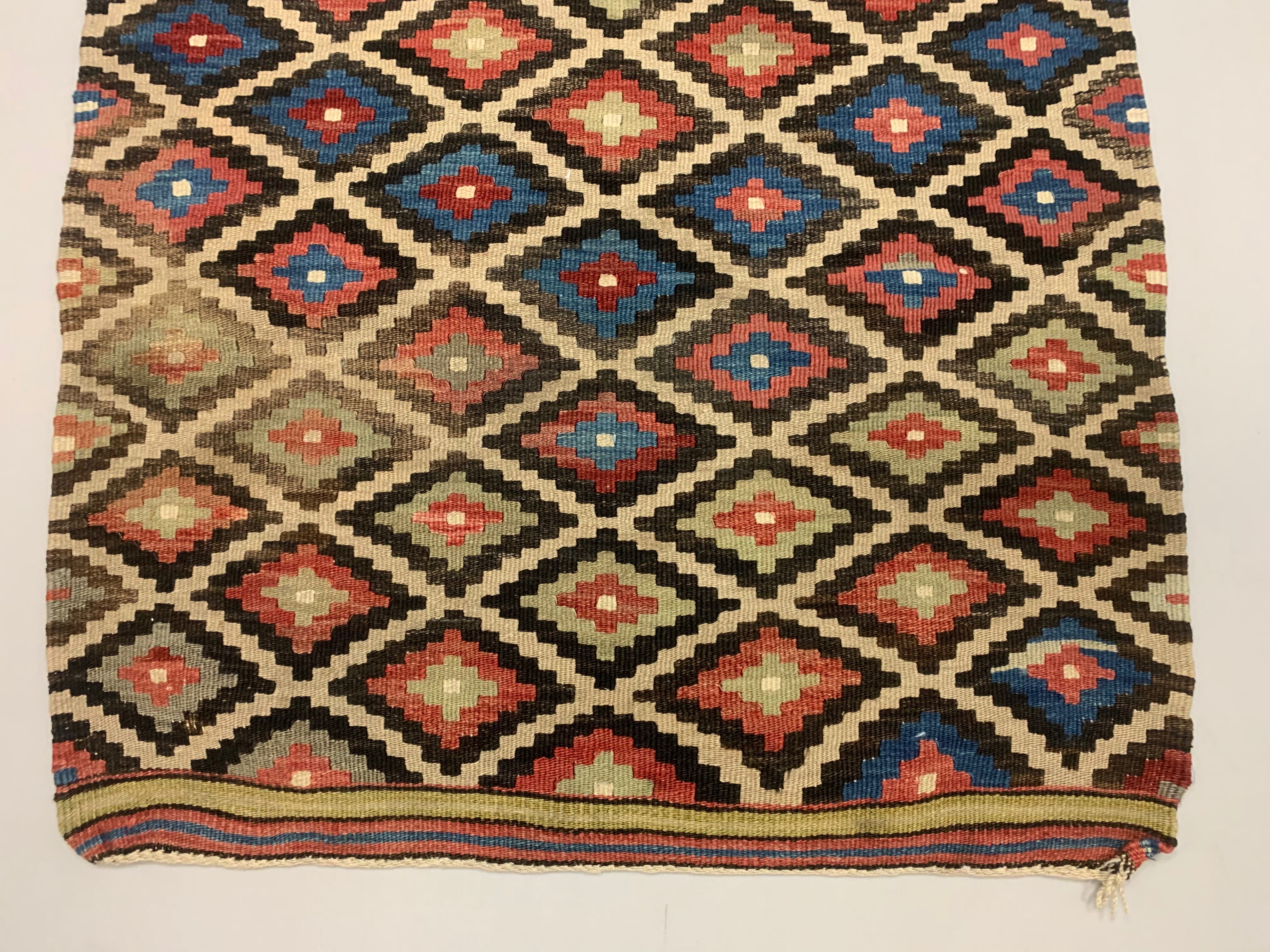 Old Turkish Kilim Runner 193x88 cm, shabby chic, vintage, wool kelim, Antique