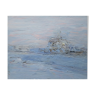 Painting by Nagao Usui View of Paris, Notre Dame"
