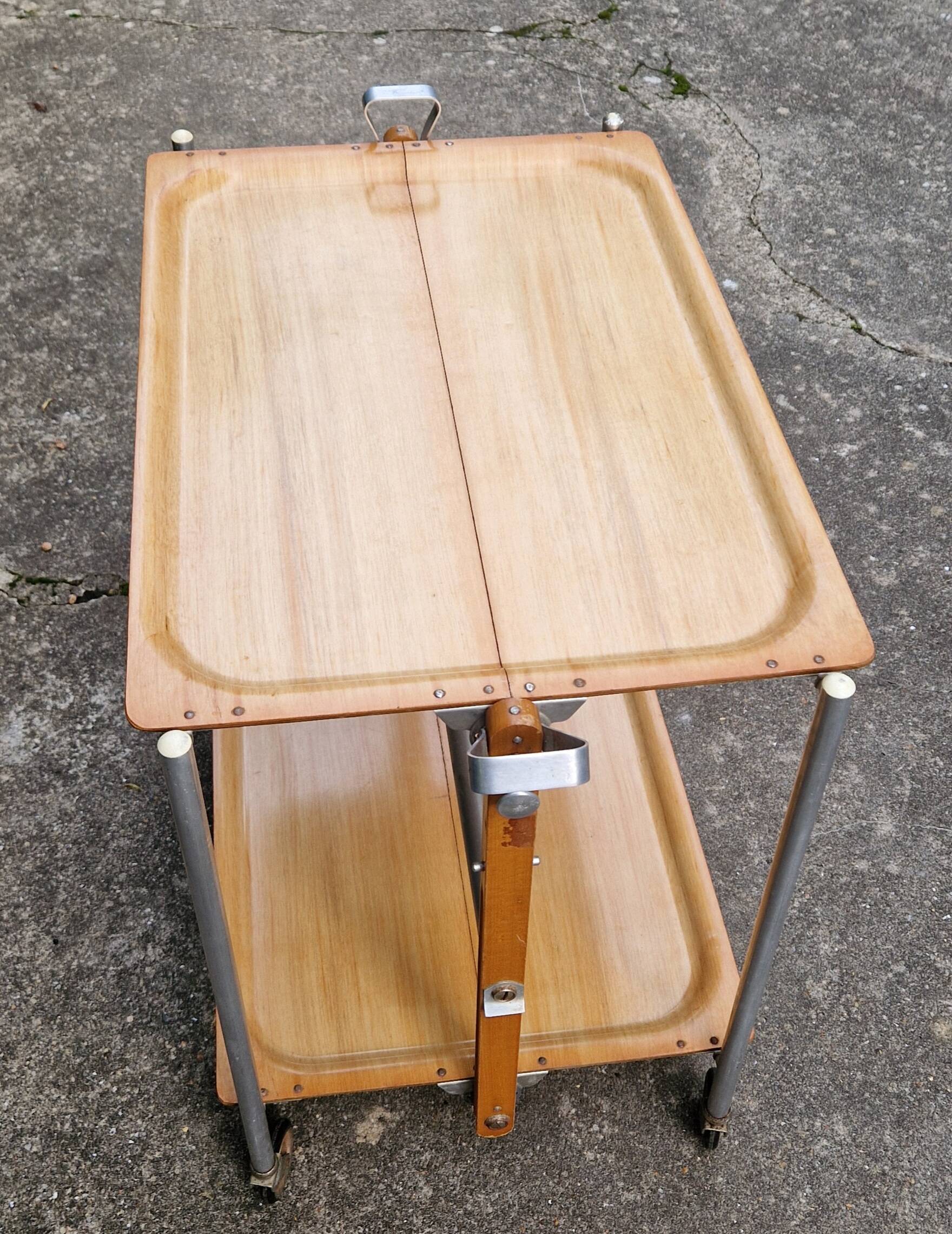 Vintage Textable folding rolling serving cart from the 1960s-70s