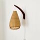 Danish Teak and Wicker Wall Lamp