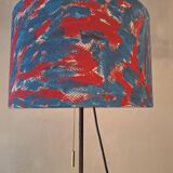 Danish adjustable teak floor lamp with tripod brass foot, 1960s