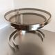 2 vintage 1970s smoked glass and brushed metal nesting coffee tables