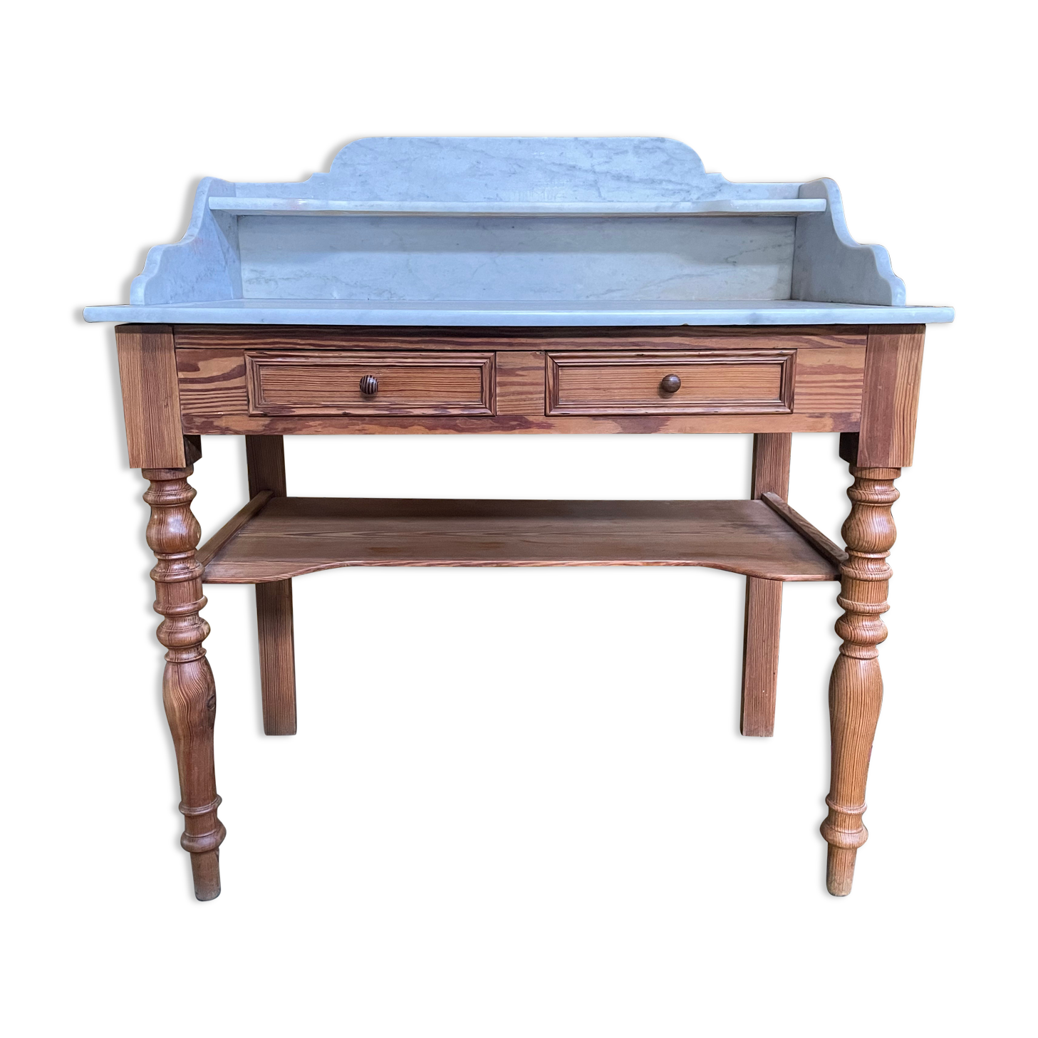 Toilet table - Louis Philippe dressing table in fir and marble