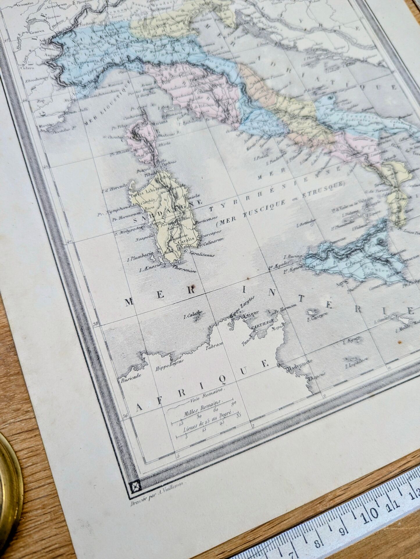 L'Italie ancienne, carte ancienne, imprimée en 1852.