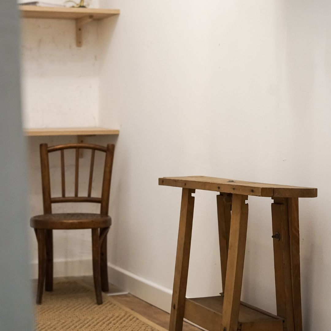 Old wooden workbench for children