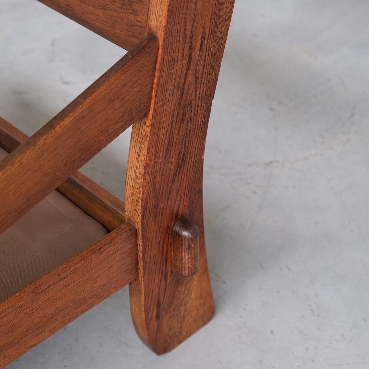 Pair of Oak Brutalist Leather Mid-Century Armchairs