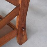 Paire de fauteuils en cuir brutaliste de chêne du milieu du siècle