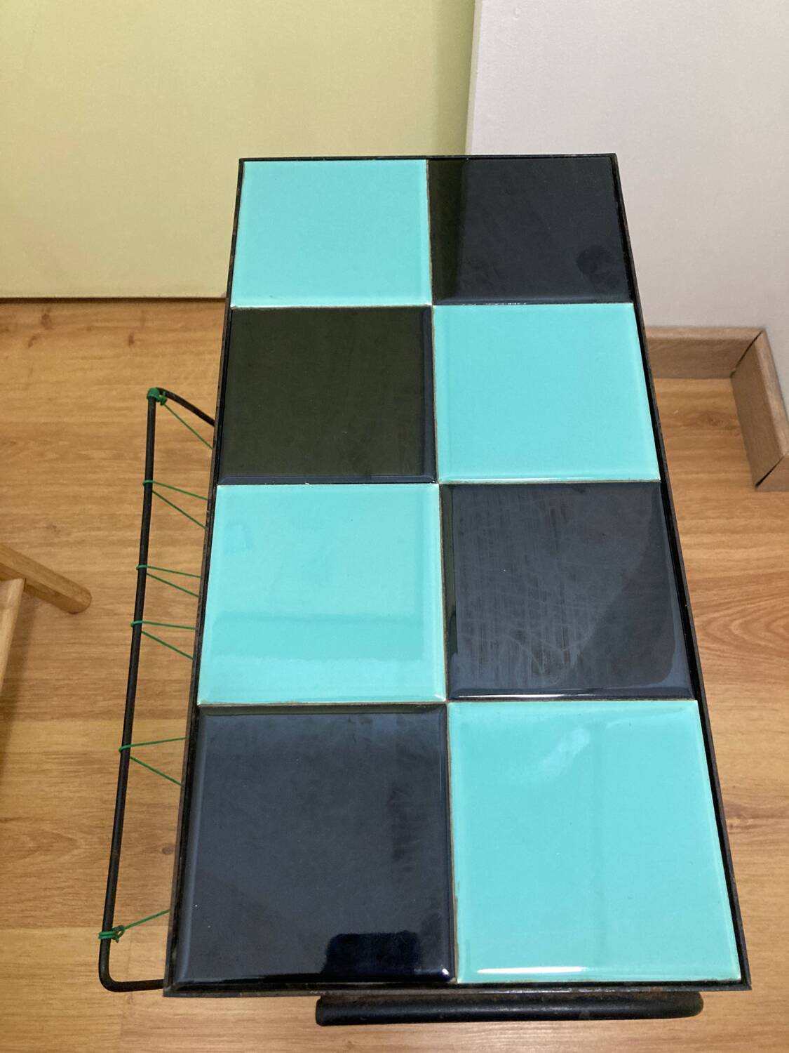 Desserte scoubidou années 50-60 turquoise