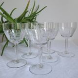 Set of 6 cut glass wine glasses