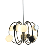 Space Age chrome-plated stylish pendant ceiling lamp, 1970s