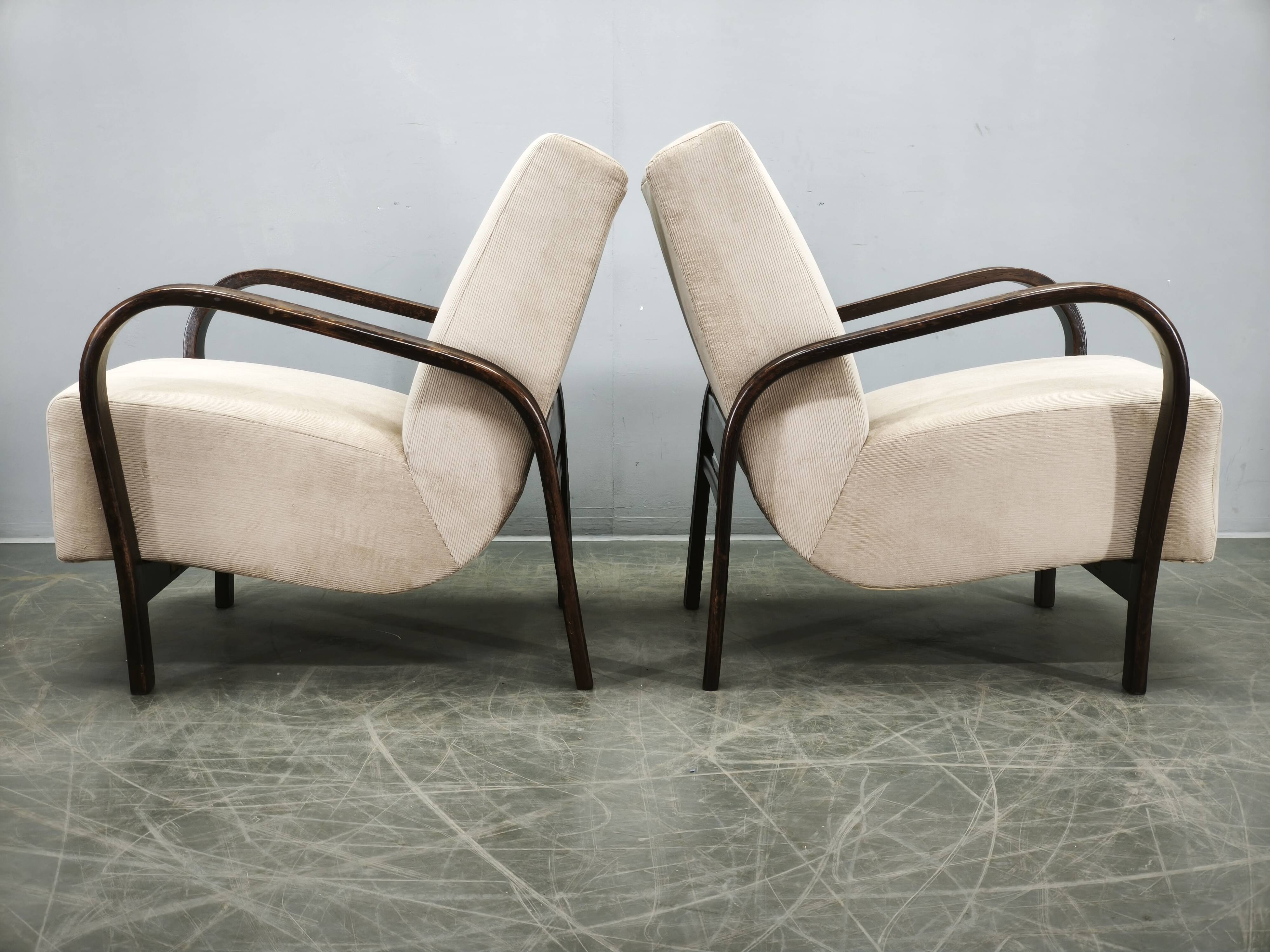 Pair of Kropáček & Kozelka Lounge Chairs for Interiér Praha, 1940s