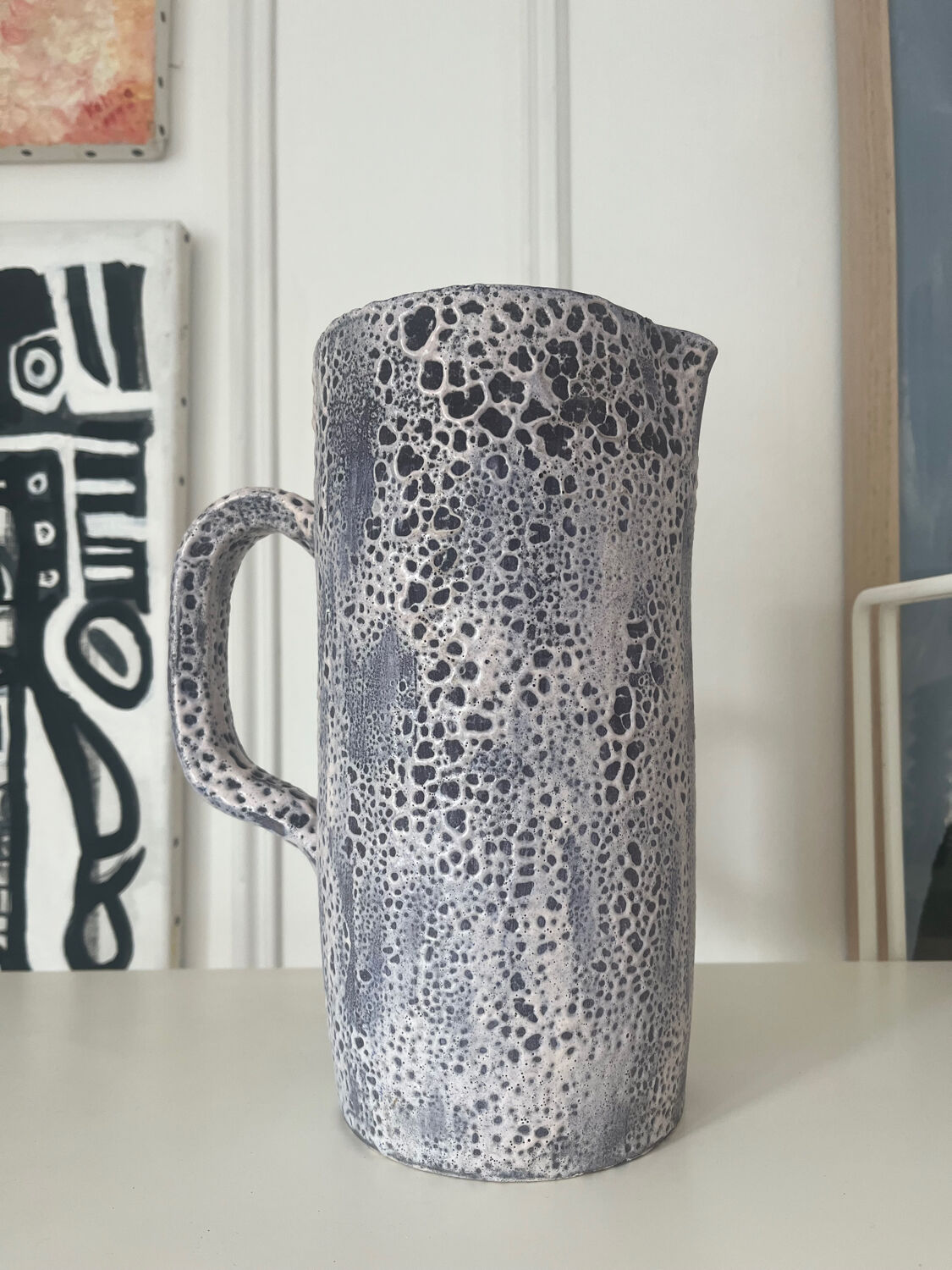 Speckled ceramic jug fat lava