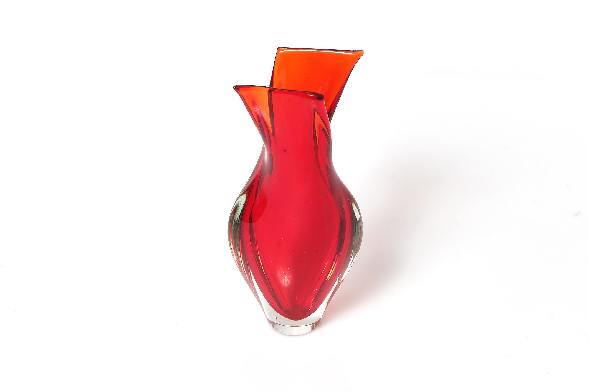 Red vase orange Murano Sommerso Mandruzzato Vintage