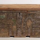 Coffre ancien patiné vert olive (c.1920) #53