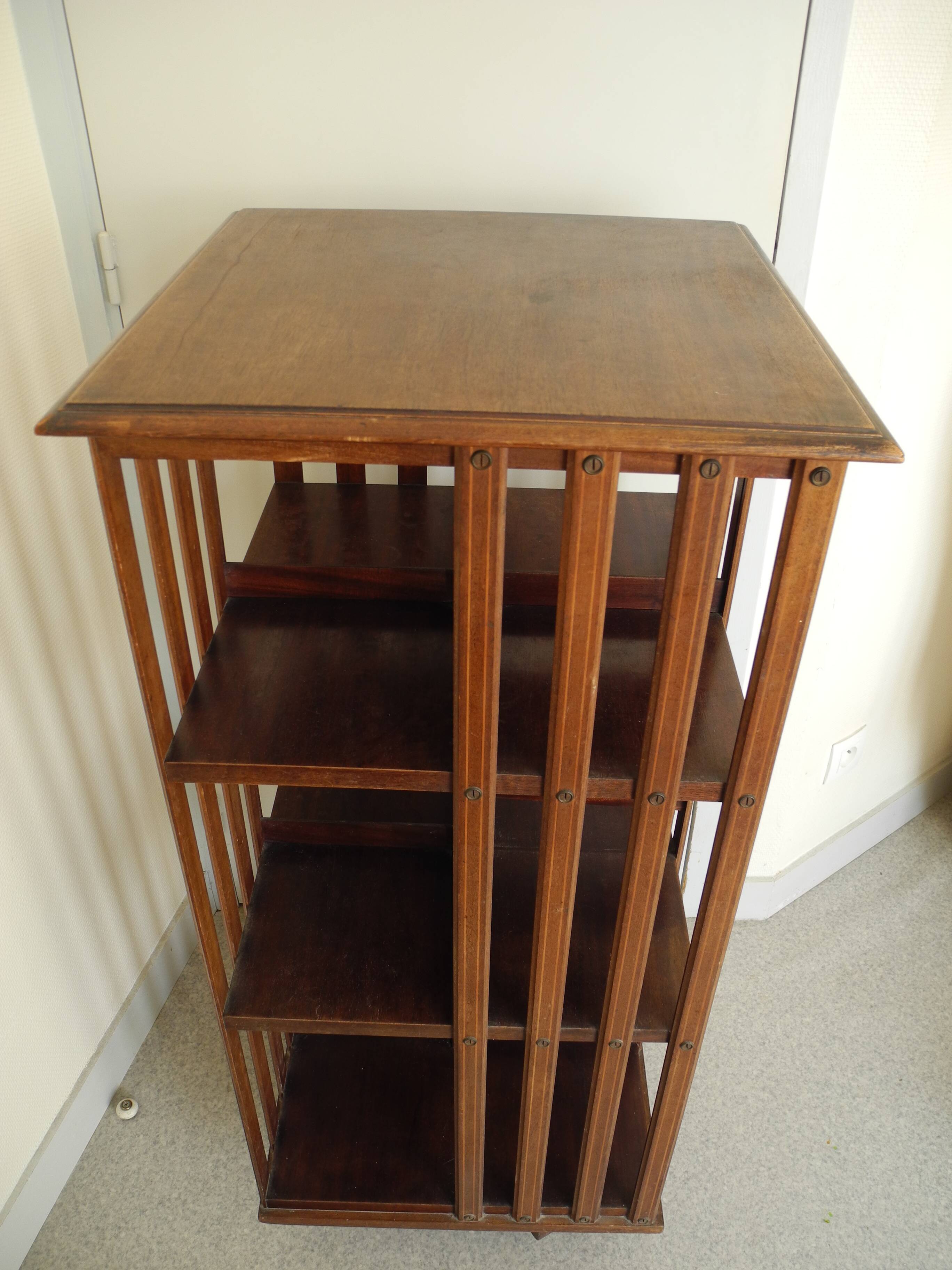 Old pivoting bookcase 3 shelves vintage furniture old furniture