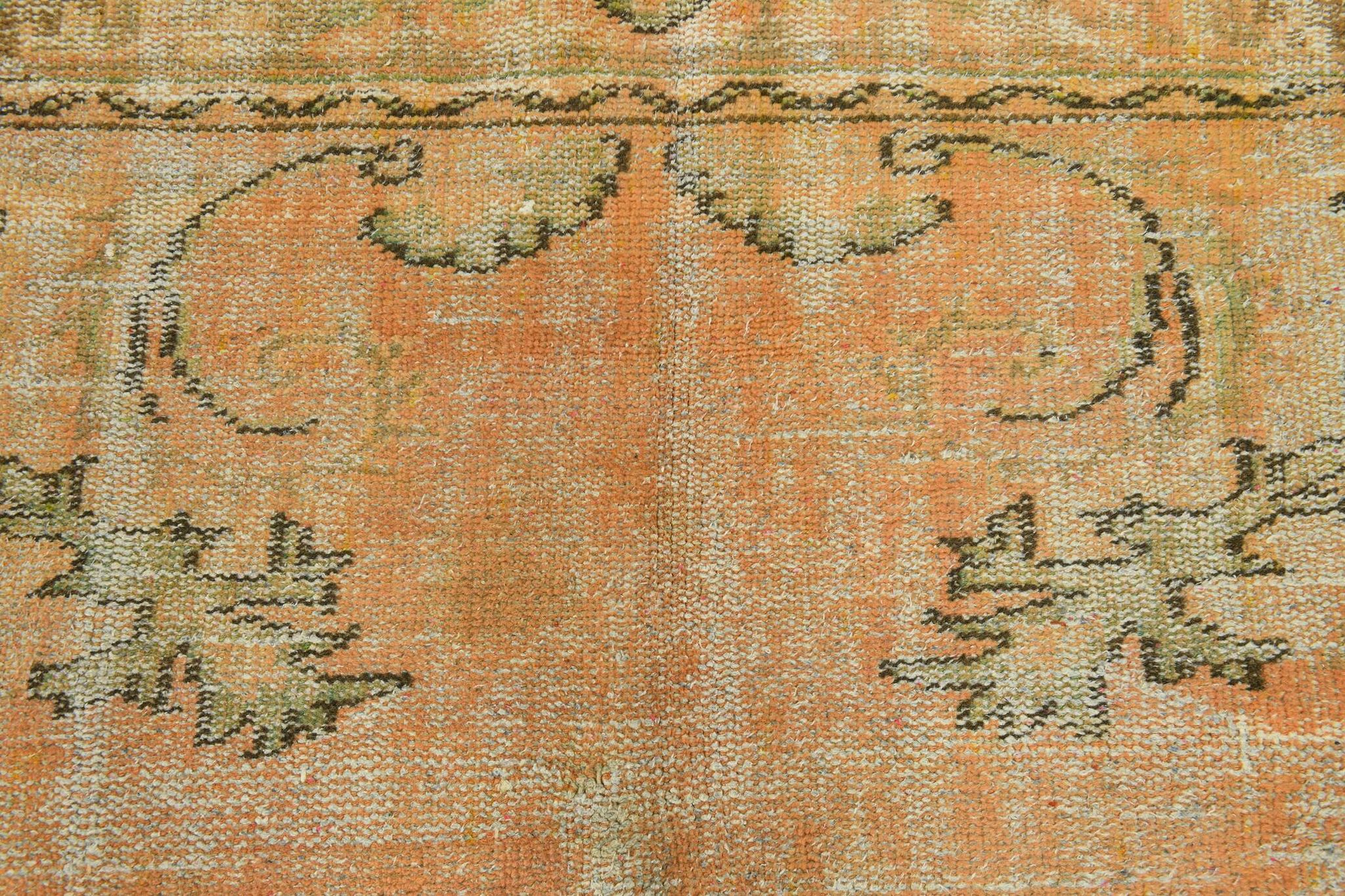 6x9 Shades Of Peach Orange Handmade Wool Oriental Turkish Rug, 180x286Cm