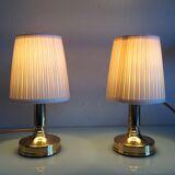Pair of bedside lamps in golden metal and lampshade creme / vintage years 60-70