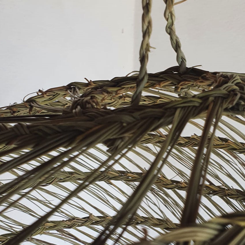 Doum pendant light in natural esparto