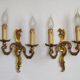 Stylish Vintage French Bronze Double Wall Sconces with Acanthus Leaf Detail