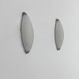 Vintage wall lights, chrome metal and frosted glass, France, 1970.