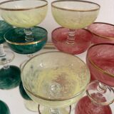 Multi-colored Venetian crystal ice cream cups