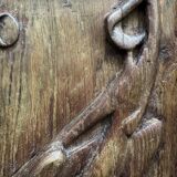 Carved wall plaque in solid oak, Czechoslovakia 1950