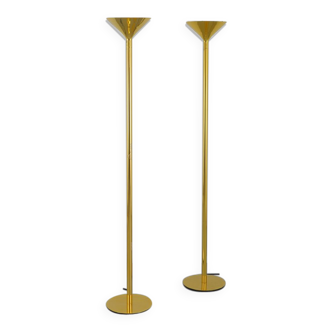 Paire de lampadaires dorés de Jacques Grange pour Yves Saint Laurent, édition Maison Meilleur