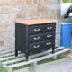 Louis XV style black commode with natural wood top – 3 drawers
