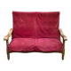 Vintage 2-seater sofa in solid wood and burgundy velvet from the 20th century
