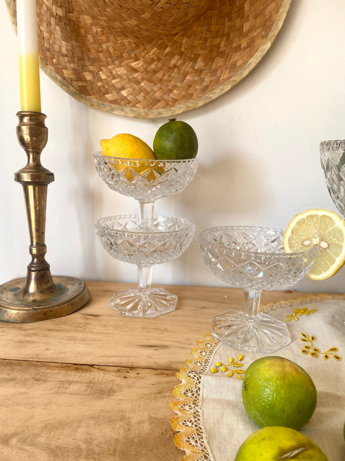 Antique chiseled crystal cups