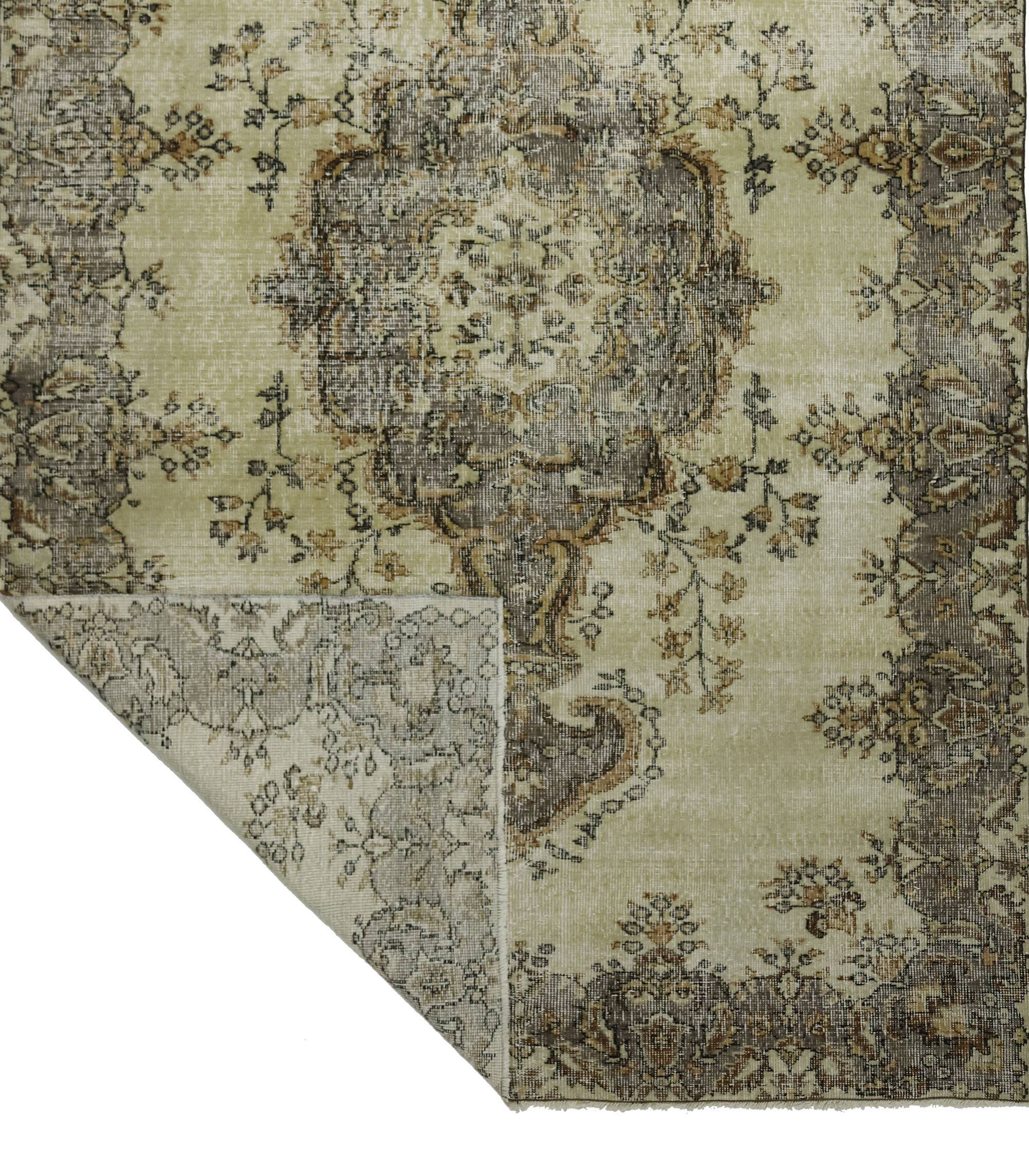 One-of-a-kind turkish handwoven vintage rug - rustic vintage charm 265x 166