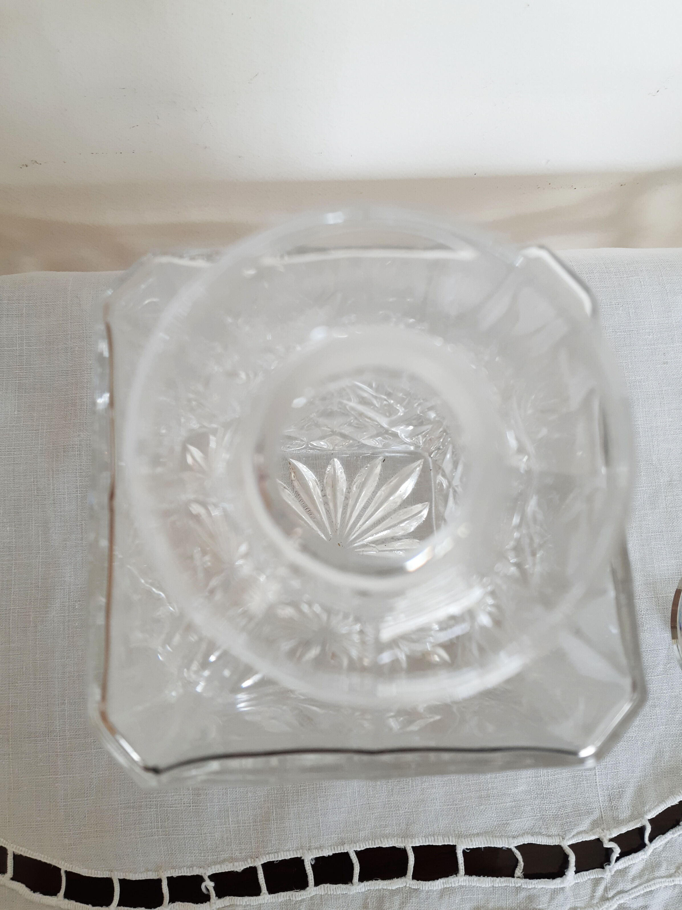 Whisky decanter, diamond-cut glass, bottle, 60s