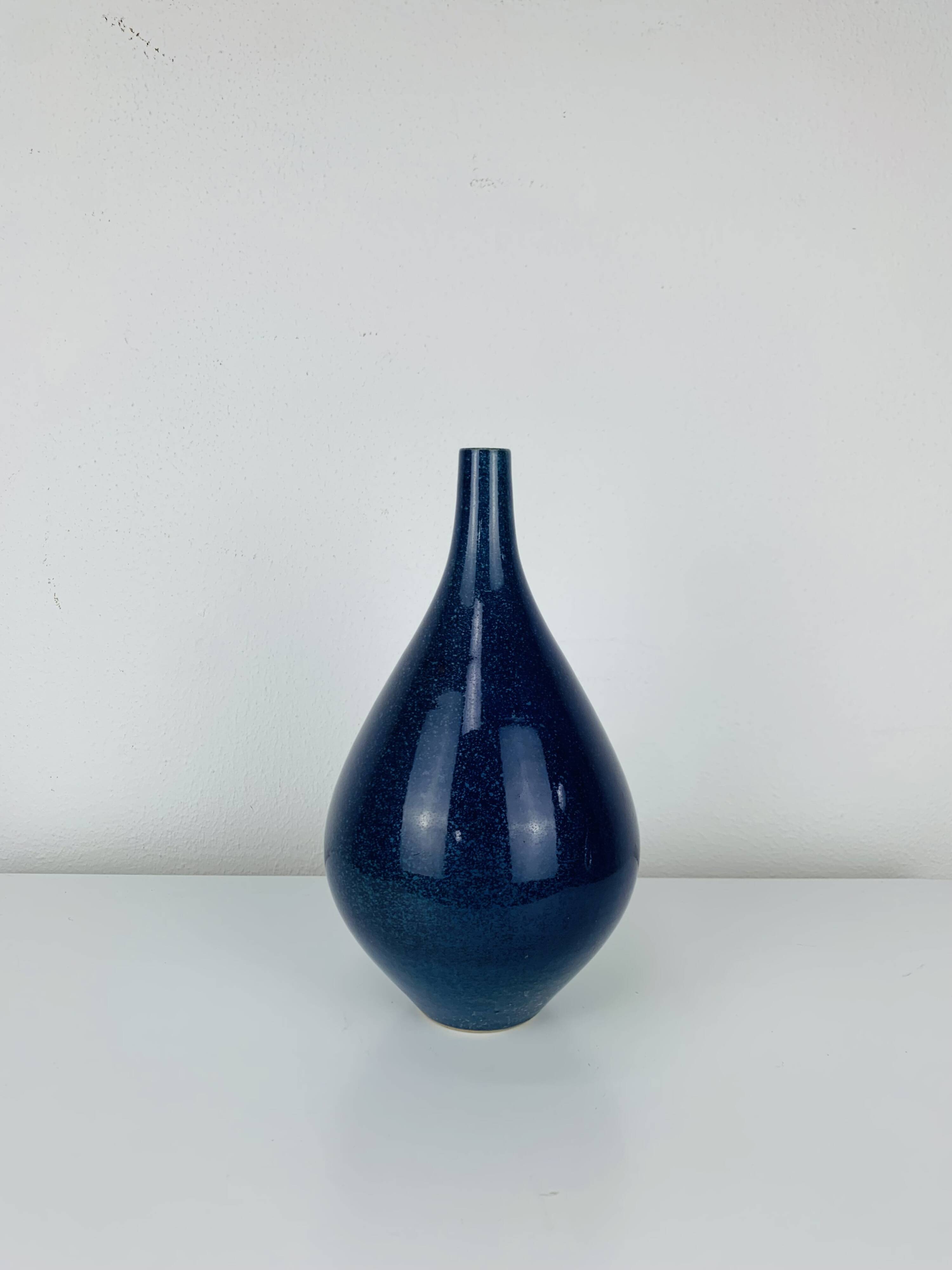 Vintage blue ceramic vase