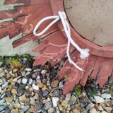 Vintage antique golden wooden sun mirror