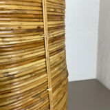 Mid-century rattan and brass bauhaus waste paper bin, france, 1960s