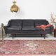 3 seater sofa in black leather, 1960