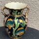 Amphora vase in glazed ceramic vintage vallauris fish motifs