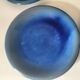 6 grandes assiettes plates en grès bleu cobalt et turquoise