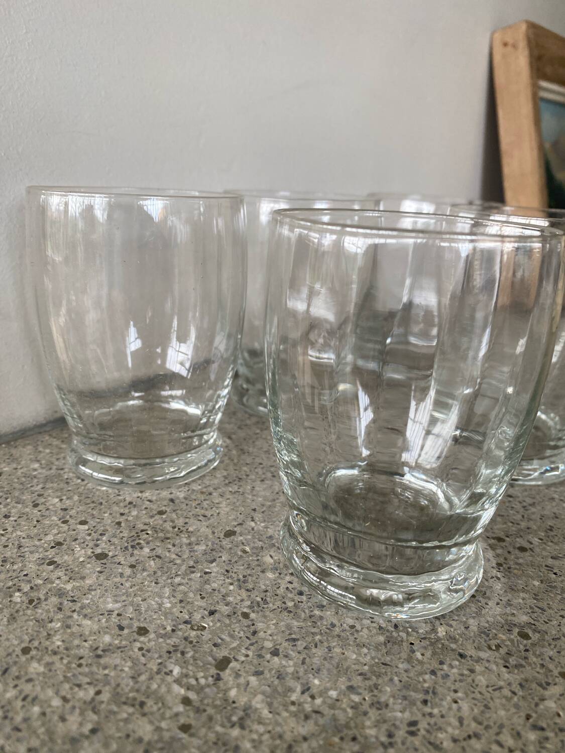 6 antique faceted glasses