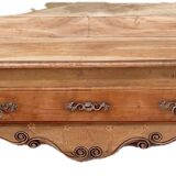Vintage and rustic TV stand or coffee table in carved raw wood