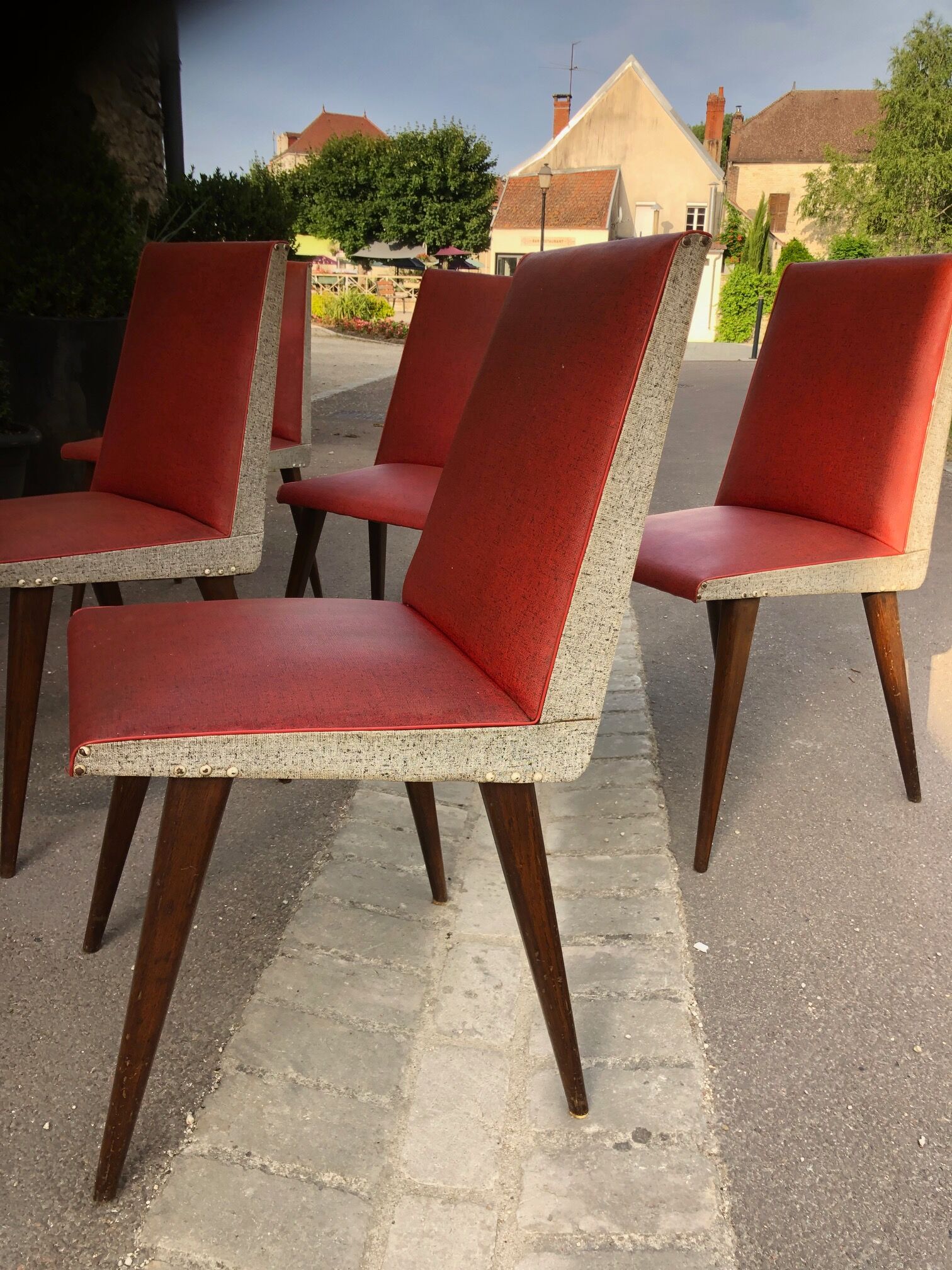 Vintage chairs skaï foot compass