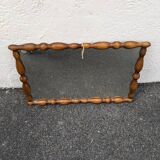 Antique turned wood mirror, handcrafted, country decor