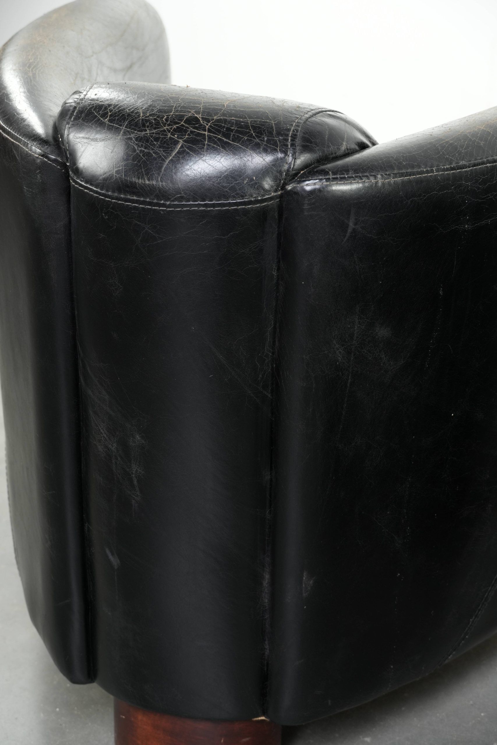 Set of two black vintage cowhide aviator design armchairs