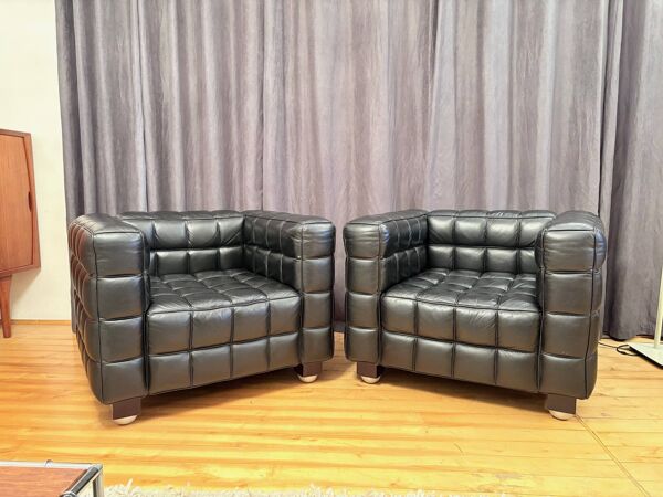 Paire de fauteuils Kubus 8020, conçus par Josef Hoffmann, Wittmann, Autriche