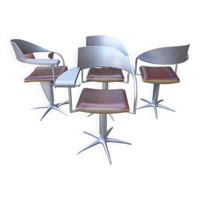 Suite de 4 fauteuils ‘’Techno’’ de Philippe Starck pour L'Oréal par MALETTI Présence Paris