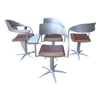 Suite de 4 fauteuils ‘’Techno’’ de Philippe Starck pour L'Oréal par MALETTI Présence Paris