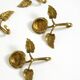 Set of five beautiful, solid mid-century brass rose wall coat hooks