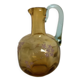 Pichet carafe carré fleurs émaillées