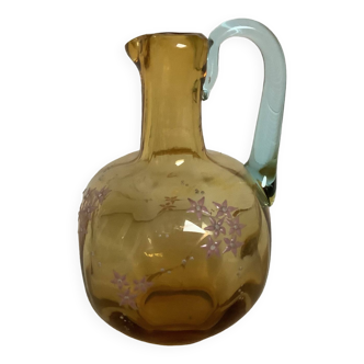 Pichet carafe carré fleurs émaillées